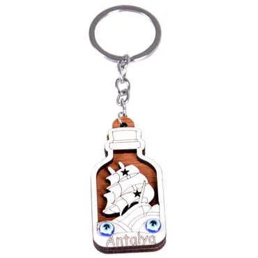 Antalya Themed Wooden Custom Printed Wooden Keyring - 26