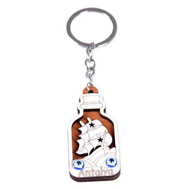 Ship Themed Wooden Custom Printed Wooden Keyring - 2