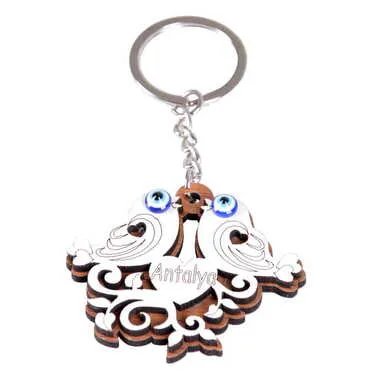 Animal Themed Wooden Custom Printed Wooden Keyring - 4