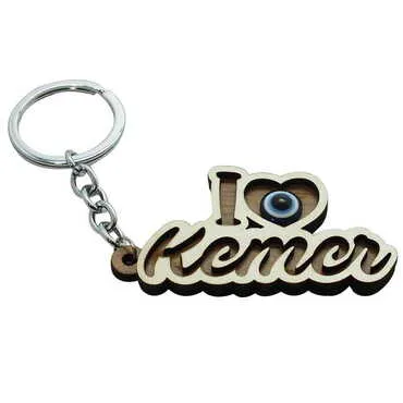 Kemer Themed Wooden Custom Printed Wooden Keyring - 19