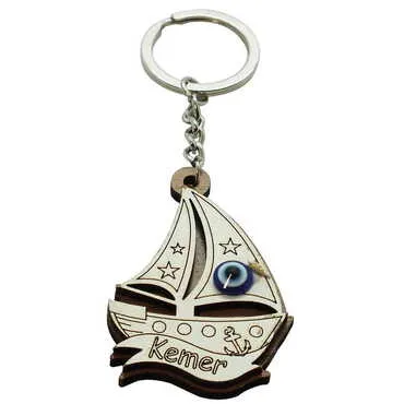 Kemer Themed Wooden Custom Printed Wooden Keyring - 34