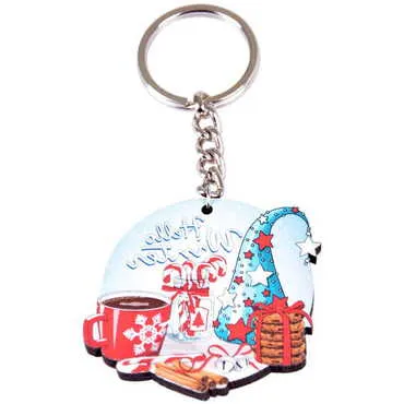 Toptan Yılbaşı Temalı Myros Ahşap Anahtarlık - 6