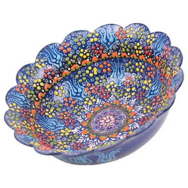 Turkish Ceramic Relief Daisy Bowl 25 cm - 8
