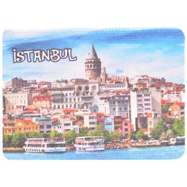Istanbul Themed Wooden Canvas Fridge Magnet 50x70 mm - 15