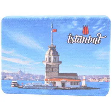 Istanbul Themed Wooden Canvas Fridge Magnet 50x70 mm - 16