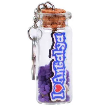 Antalya Themed Collectible Glass Bottle Shape Keychain - 4
