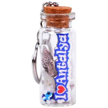 Antalya Themed Collectible Glass Bottle Shape Keychain - 9