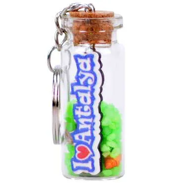 Antalya Themed Collectible Glass Bottle Shape Keychain - 10