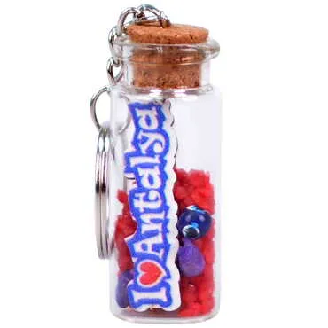 Antalya Themed Collectible Glass Bottle Shape Keychain - 13