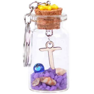 Letter Themed Collectible Glass Bottle Shape Keychain - 22