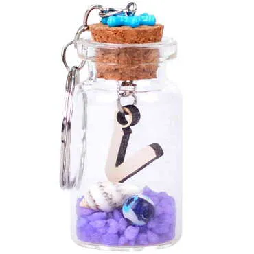 Letter Themed Collectible Glass Bottle Shape Keychain - 25