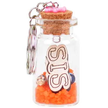 Sibling Themed Collectible Glass Bottle Shape Keychain - 3