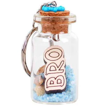 Sibling Themed Collectible Glass Bottle Shape Keychain - 4