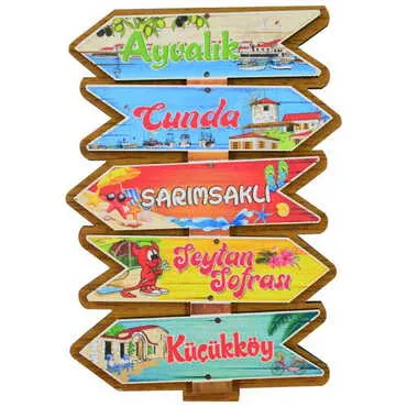 Ayvalik Themed Wooden Customised 2D Souvenir Fridge Magnet - 21