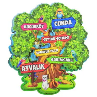 Ayvalik Themed Wooden Customised 2D Souvenir Fridge Magnet - 24