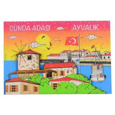 Ayvalik Themed Wooden Customised 2D Souvenir Fridge Magnet - 26