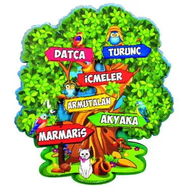 Marmaris Region Themed Wooden Customised 2D Souvenir Fridge Magnet - 8