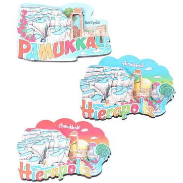 Toptan Pamukkale Temalı 3D Resimli Ahşap Magnet - 2