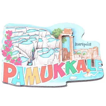Toptan Pamukkale Temalı 3D Resimli Ahşap Magnet - 5