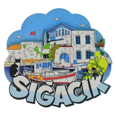 Toptan Sığacık Temalı 3d Resi̇mli̇ Ahşap Magnet - 9
