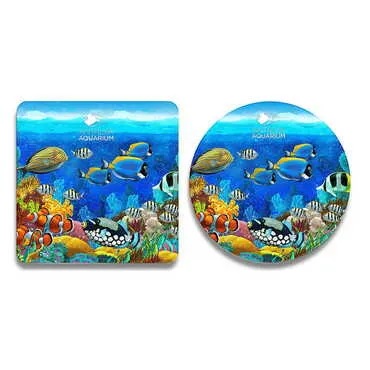 Toptan Aquapark Temalı Ahşap Resimli Bardak Altlığı 100 mm - 3
