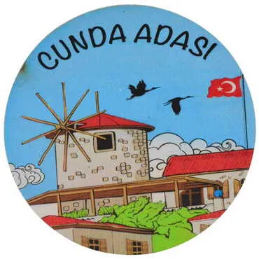 Cunda Themed Wooden Custom Printed Souvenir Coaster 100 mm - 5