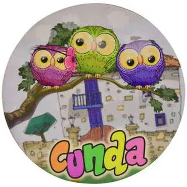 Cunda Themed Wooden Custom Printed Souvenir Coaster 100 mm - 6