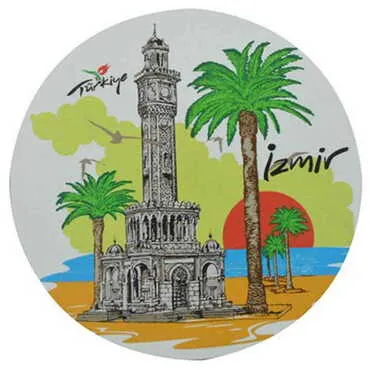 Izmir Themed Wooden Custom Printed Souvenir Coaster 100 mm - 5