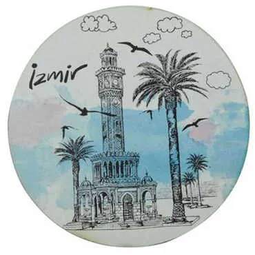 Izmir Themed Wooden Custom Printed Souvenir Coaster 100 mm - 6