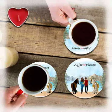 Sweetheart Themed Wooden Custom Printed Souvenir Coaster 100 mm - 7