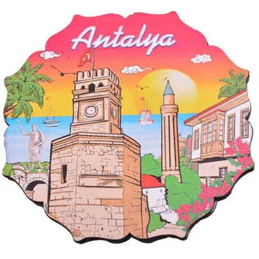 Antalya Themed Wooden Customised Souvenir Coaster Set of 2 pcs 90 mm - 5