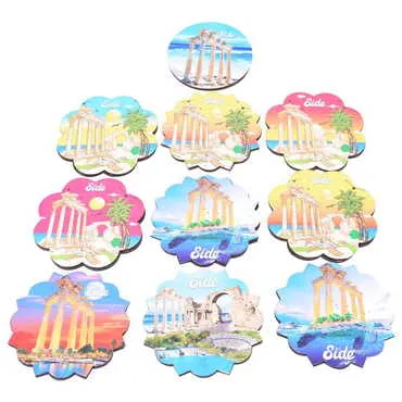 Side Themed Wooden Customised Souvenir Coaster Set of 2 pcs 90 mm - 2