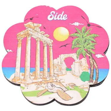 Side Themed Wooden Customised Souvenir Coaster Set of 2 pcs 90 mm - 6