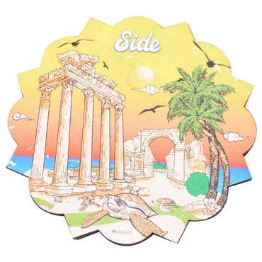 Side Themed Wooden Customised Souvenir Coaster Set of 2 pcs 90 mm - 8
