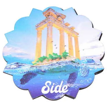 Side Themed Wooden Customised Souvenir Coaster Set of 2 pcs 90 mm - 10
