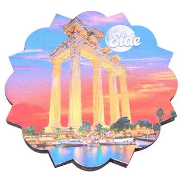 Side Themed Wooden Customised Souvenir Coaster Set of 2 pcs 90 mm - 11