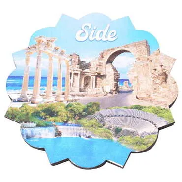 Side Themed Wooden Customised Souvenir Coaster Set of 2 pcs 90 mm - 12