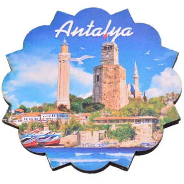 Antalya Themed Wooden Customised Souvenir Coaster Set of 4 pcs 90 mm - 4