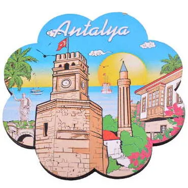 Antalya Themed Wooden Customised Souvenir Coaster Set of 4 pcs 90 mm - 8