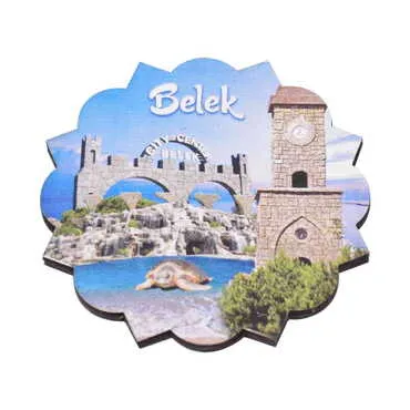 Toptan Belek Temalı Dörtlü Ahşap Resimli Bardak Altlığı 90 mm - 5