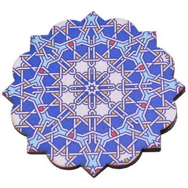 Toptan Mandala Temalı Dörtlü Ahşap Resimli Bardak Altlığı 90 mm - 10