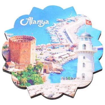Alanya Themed Wooden Customised Souvenir Coaster 90mm - 4