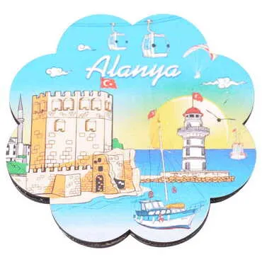 Alanya Themed Wooden Customised Souvenir Coaster 90mm - 6