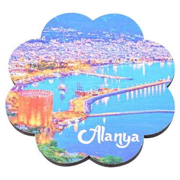 Alanya Themed Wooden Customised Souvenir Coaster 90mm - 7
