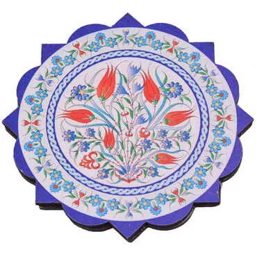 Tile Pattern Themed Wooden Customised Souvenir Coaster 90mm - 4