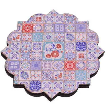 Tile Pattern Themed Wooden Customised Souvenir Coaster 90mm - 8