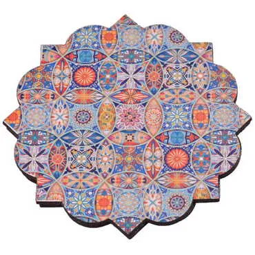 Tile Pattern Themed Wooden Customised Souvenir Coaster 90mm - 9