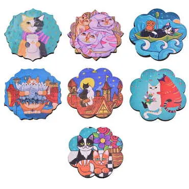 Cat Themed Wooden Customised Souvenir Coaster 90mm - 2