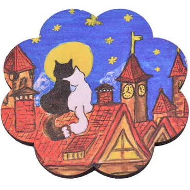 Cat Themed Wooden Customised Souvenir Coaster 90mm - 5