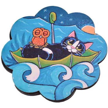 Cat Themed Wooden Customised Souvenir Coaster 90mm - 7